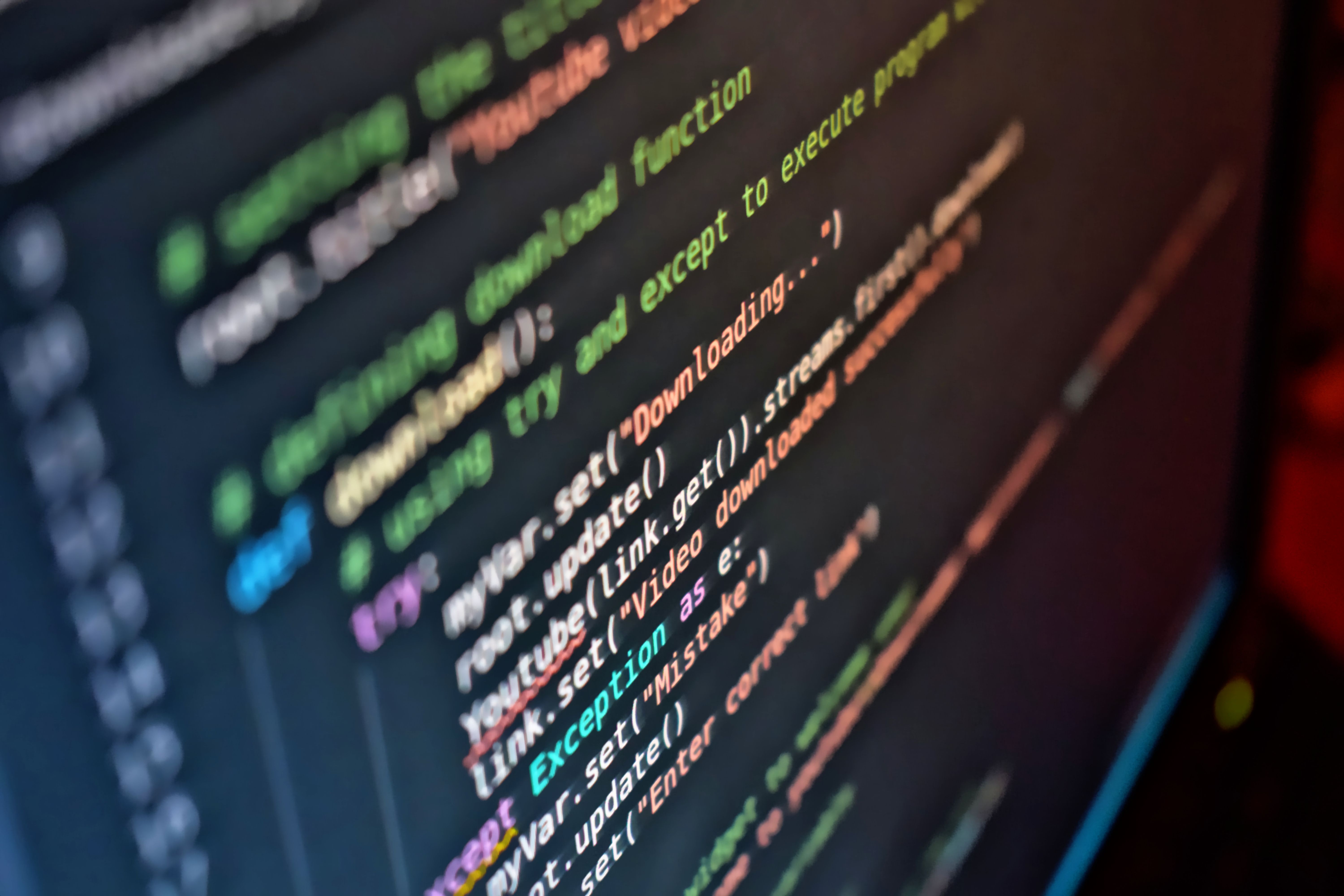 A close-up of colorful code on a computer screen